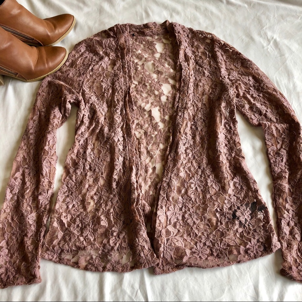 Beige Lace Cardigan